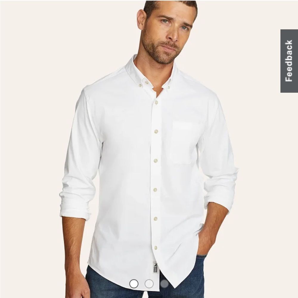 Eddie Bauer Men's Voyager Flex Long-Sleeve Dress Shirt white 3XL NWT in pkg